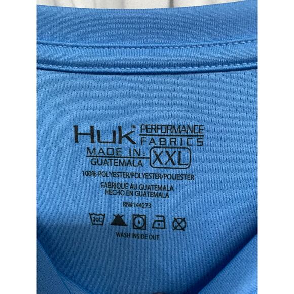 Huk Performance Fishing Long Sleeve Sun Shirt Blue XXL UPF Lightweight - Picture 4 of 4